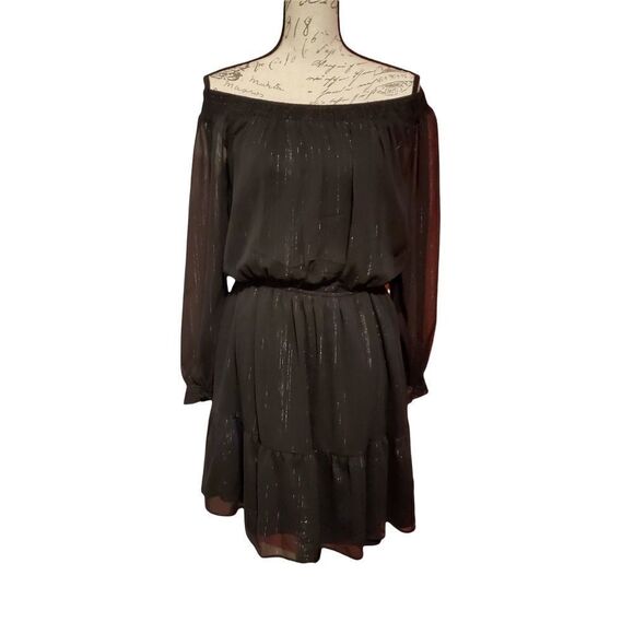 ECI Ladies Sz Large Black Off Shoulder Long Sleeve Dress - Picture 1 of 6